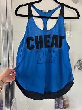 VS PINK CHEAT DAY Blue Racerback Tank Top - Women